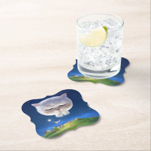 Dromerige Nachthemel met Kat Kartonnen Onderzetters