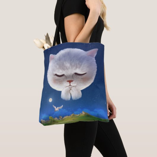 Dromerige Nachthemel met Kat Tote Bag (Dichtbij)
