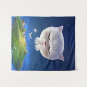 Dromerige Nachthemel met Kat Wandkleed (Voorkant (horizontaal))