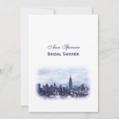 Dromerige Navy Blauwe NYC Silhouette Bruidsdouche Kaart (Voorkant)
