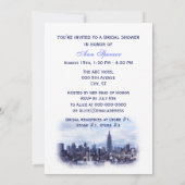 Dromerige Navy Blauwe NYC Silhouette Bruidsdouche Kaart (Achterkant)