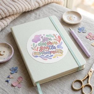 Dromerige Neurodivergente Bevestiging Pastel Typog Ronde Sticker