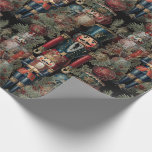 Dromerige Notenkraker Christmas Deep Blue Cadeaupapier<br><div class="desc">Dromerige notenkraker Christmas Deep Blue Wrapping Paper brengt de magie van de feestdagen naar uw cadeau-geven met zijn elegante,  feestelijke ontwerp. Met prestigieus versierde Notenkrakersoldaten gekleed in  uniformen,  allemaal strak gebundeld rond groenblijvende en kerstversieringen. Ontdek de ware geest van het seizoen. "notenkraker" "dromerige notenkraker" "kerst" "ornamenten" "maretak"</div>