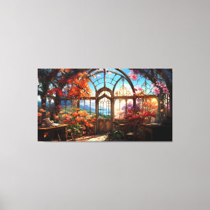 Dromerige Observatorium overwoekerd met bloemen Canvas Afdruk