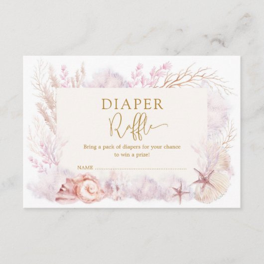 Dromerige Oceaan Onder het Zee Baby Luier Raffle Informatiekaartje (Voorkant)