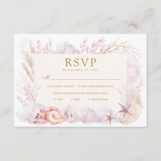 Dromerige Oceaan Onder het Zee Strand Bruiloft RSV Informatiekaartje (Voorkant)