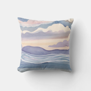 Dromerige oceaangolven   Aquarel Kussen