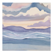 Dromerige oceaangolven | Waterverf schilderij Perfect Poster (Voorkant)