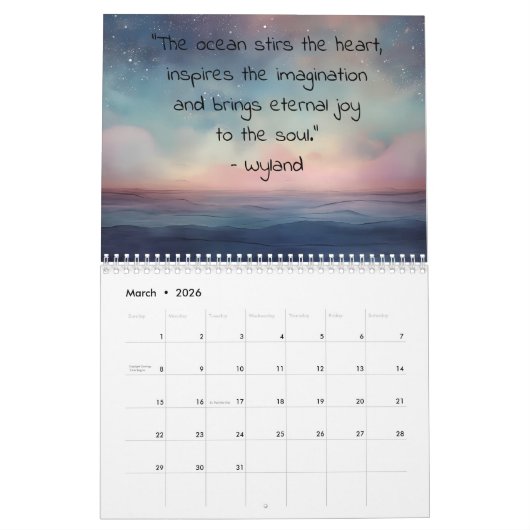 Dromerige oceaanluchten kalender (Mar 2026)