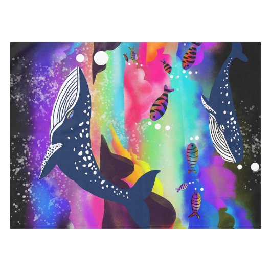 Dromerige oceaanwalvissen, kleurrijk zeeleven tafelkleed (Voorkant (Horizontaal))