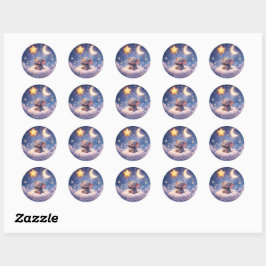 Dromerige olifant en glanzende middagster ronde sticker