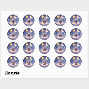 Dromerige olifant en glanzende middagster ronde sticker