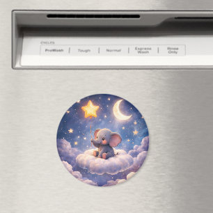 Dromerige olifant en middernachtsterren rond grote magneet