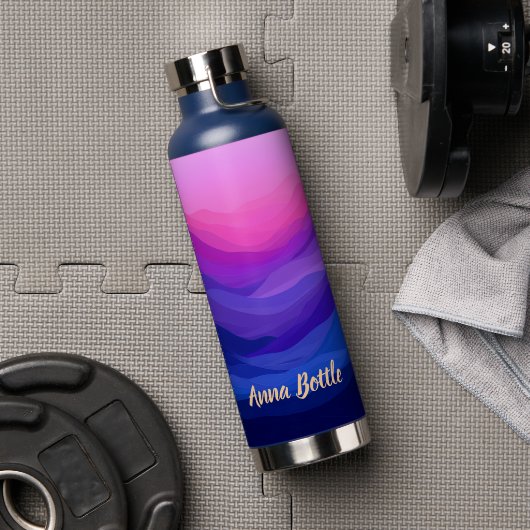 Dromerige Ombré-golven - Fles met gepersonaliseerd (Gym (Gedraaid) )