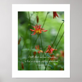 Dromerige oranje bloemen met Edgar Allen Poe citaa Poster