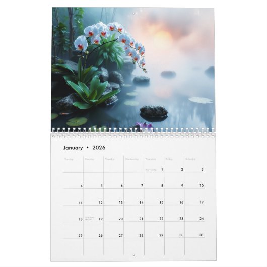Dromerige orchideeëntuinen kalender (Jan 2026)