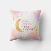 Dromerige Over de Maan Roze Meisje Babykamer Decor Kussen (Achterkant)