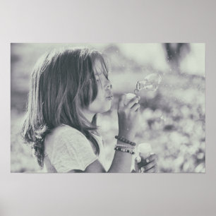 Dromerige paardenbloem moment - zwart en wit poster