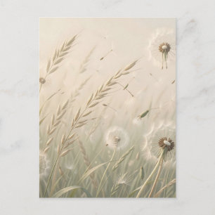 Dromerige Paardenbloempluizen die in de Wind Waaie Briefkaart