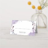 Dromerige Paarse bladeren Waterverf grens bruiloft Plaatskaartje (Voorkant)