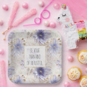 Dromerige Paarse Blauwe Mist Gouden Parel Bloemen Papieren Bordje (Feest)