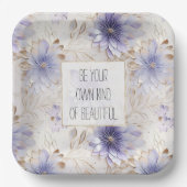 Dromerige Paarse Blauwe Mist Gouden Parel Bloemen Papieren Bordje (Voorkant)