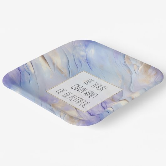 Dromerige Paarse Blauwe Mist Gouden Parel Papieren Bordje (Gebogen)