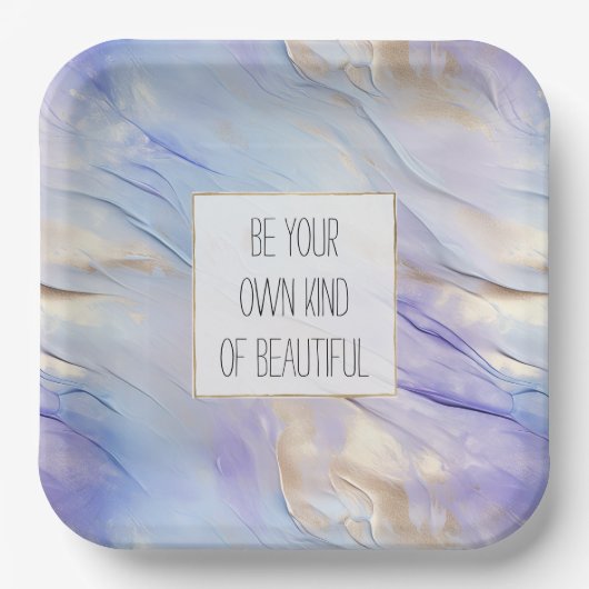 Dromerige Paarse Blauwe Mist Gouden Parel Papieren Bordje (Voorkant)