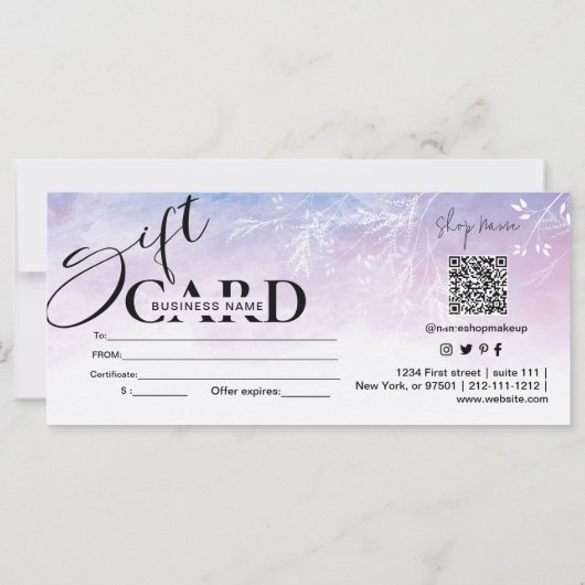 Dromerige Paarse Bloemen waterverf Gift Kaart (Achterkant)