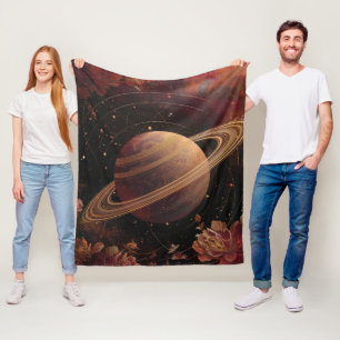 Dromerige Paarse Cosmos Kristal Planeet Fleece Deken