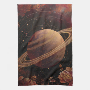 Dromerige Paarse Cosmos Kristal Planeet Theedoek