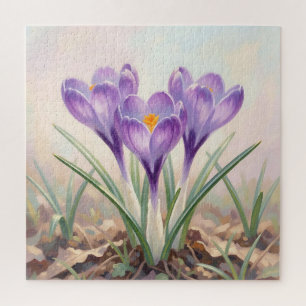 Dromerige Paarse Crocus Lente Bloei Legpuzzel