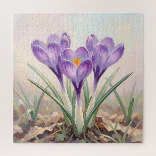 Dromerige Paarse Crocus Lente Bloei Legpuzzel (Verticaal)
