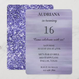 Dromerige Paarse Lavendel Glam Glitter Verjaardag Kaart