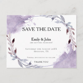 Dromerige Paarse Waterverf Bladeren / Bewaar de da Briefkaart