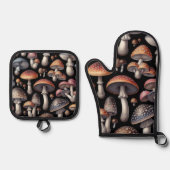 Dromerige paddenstoelen ovenwant & pannenlap set (Voorkant)