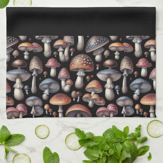 Dromerige paddenstoelen theedoek (Gevouwen)