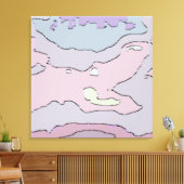 Dromerige Pastel Abstract Schilderij | Zachte Roze Canvas Afdruk (Insitu (Woonkamer))