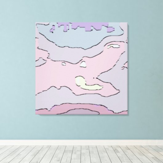Dromerige Pastel Abstract Schilderij | Zachte Roze Canvas Afdruk (Insitu (Houten vloer))