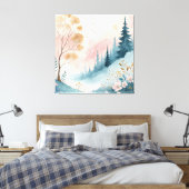 Dromerige pastel Abstracte Waterverf muurkunst Canvas Afdruk (Insitu (Slaapkamer))