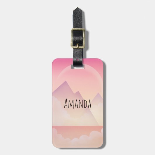 Dromerige Pastel Berglandschap Bagagelabel (Voorkant verticaal)