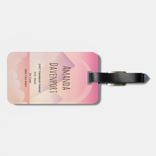 Dromerige Pastel Berglandschap Bagagelabel (Achterkant horizontaal)