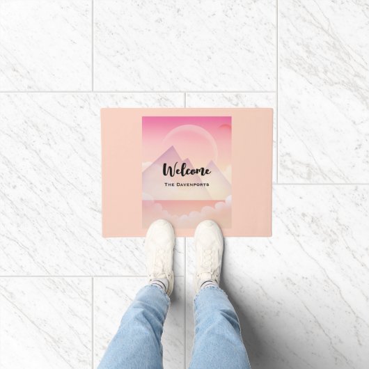 Dromerige Pastel Berglandschap Deurmat (Binnen)