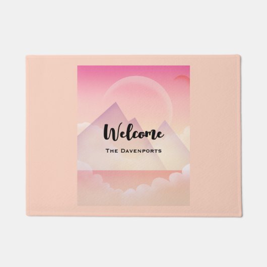 Dromerige Pastel Berglandschap Deurmat (Voorkant)