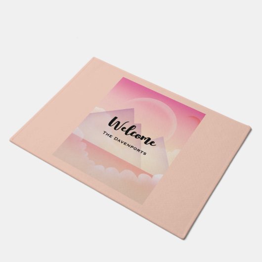 Dromerige Pastel Berglandschap Deurmat (Schuin)