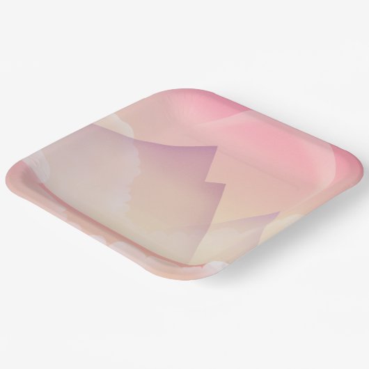 Dromerige Pastel Berglandschap Papieren Bordje (Gebogen)