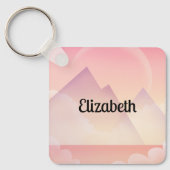 Dromerige Pastel Berglandschap Sleutelhanger (Voorkant)