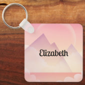 Dromerige Pastel Berglandschap Sleutelhanger (Voorkant)
