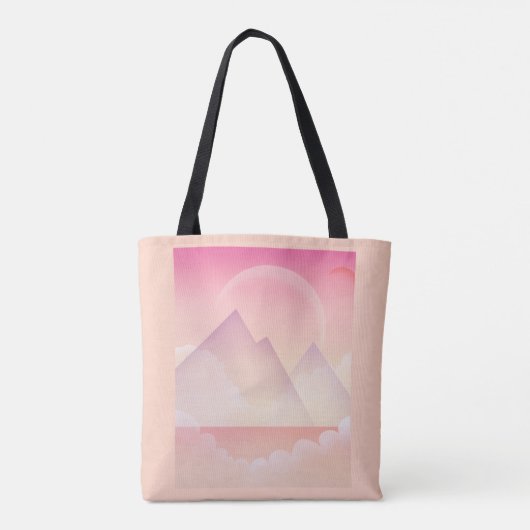 Dromerige Pastel Berglandschap Tote Bag (Achterkant)