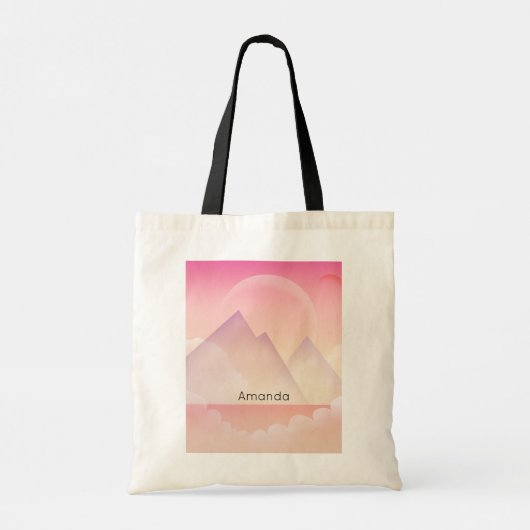 Dromerige Pastel Berglandschap Tote Bag (Achterkant)